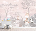 YQWDMX - Pink Safari Peel and Stick Wallpaper Jungle murals for Nursery ZY20 S