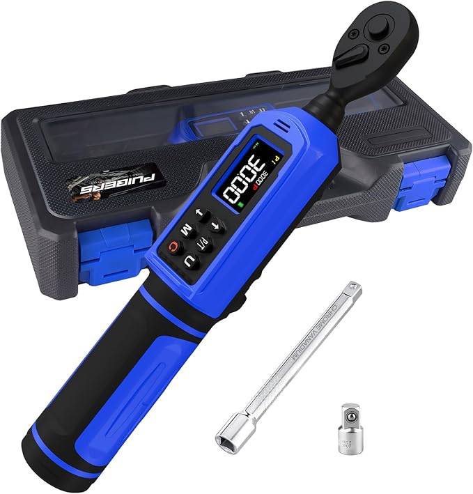 1/4" Digital Torque Wrench 0.33-22.1 Ft.lbs/0.45-30 Nm, Electronic Inch Pound Torque Wrench with 3/8" Adapter Extension Bar for DIY,Motorcycles,Bicycle,Car Buzzer Alarm, ±1% Accuracy 5 Units