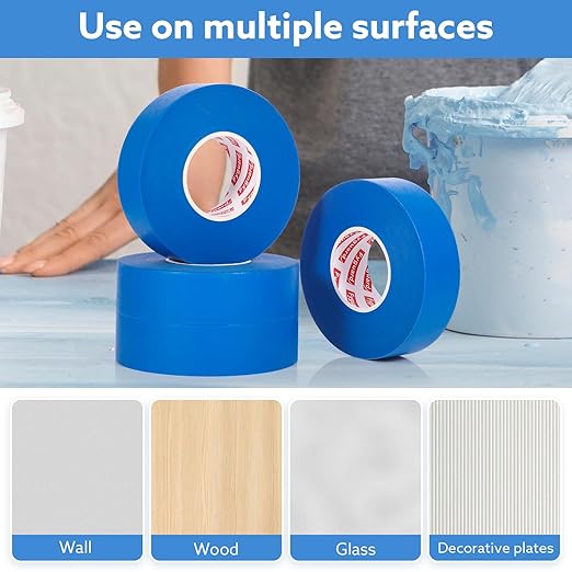 Blue Painters Tape 1 Inch Wide, 10 Pack Blue Painters Masking Tape Bulk for Wall Painting Edges Trimming, 1 Inch X 55 Yards X 10 Rolls(550Yards Tatol)