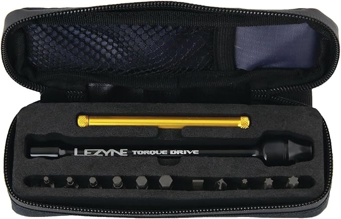 LEZYNE Torque Drive Bike Multi-Tool, CNC Machined Aluminum, Magnetic Hold, 11 Interchangeable Bits, Cross-Head & Flathead, Compact, Portable Bicycle Torque Wrench Kit