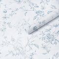 Ismoon Blue Wallpaper Peel and Stick Floral Vintage Stick on Wall Paper French Textured Contact Paper for Cabinet Removable Self Adhesive Wallpaper Vinyl Roll Shelf Deco, 17.3x78.7in