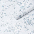 Ismoon Blue Wallpaper Peel and Stick Floral Vintage Stick on Wall Paper French Textured Contact Paper for Cabinet Removable Self Adhesive Wallpaper Vinyl Roll Shelf Deco, 17.3x393in