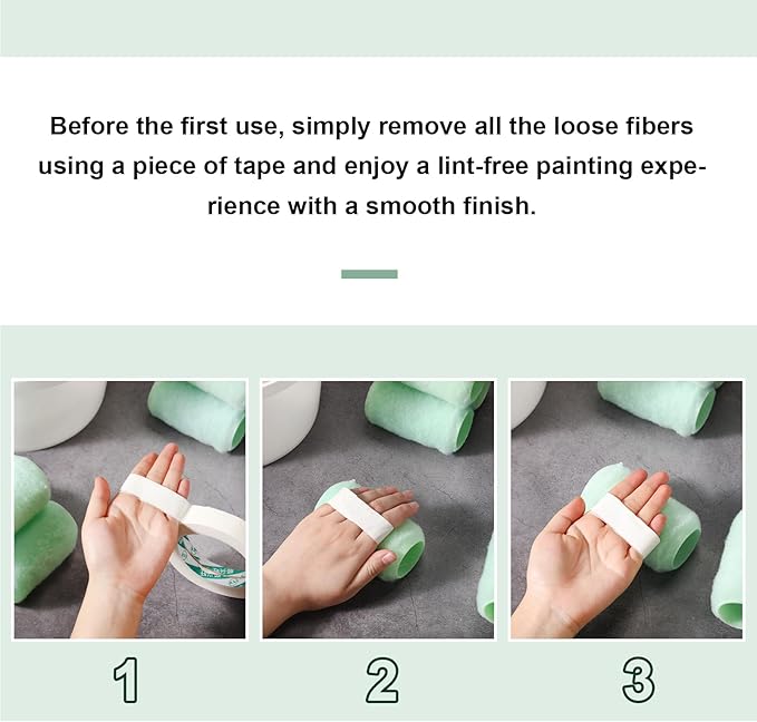 Gisafai 24 Pcs Paint Roller Covers Paint Rollers for Painting Walls Roller Paint Brush 3/8 Inch Nap Microfiber Roller Naps House Painting Supplies Paint Roller Kit for Walls Ceilings (Green,4 Inch)