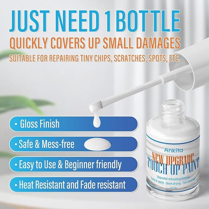 Porcelain Sink Touch Up Paint, High-Gloss Porcelain Repair Kit White & Appliance Paint for Chips, Scratches, Cracks and Spots on Enamel, Acrylic, porcelain, Sinks, Tubs, Bathtub, Appliances, Metal, Tiles in Kitchen and Bathroom. (Floral White)