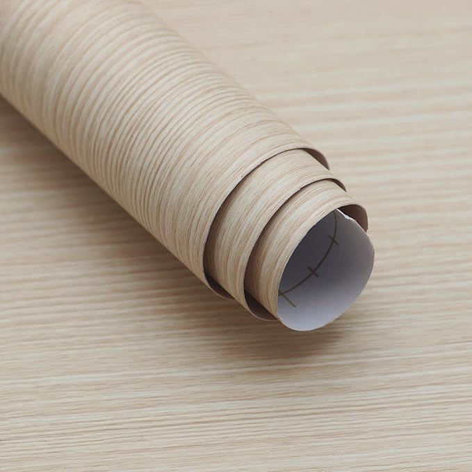 31"x354" Beige Wood Wallpaper Peel and Stick Modern Faux Wood Contact Paper | Boobest Waterproof Self Adhesive Wood Grain Contact paper for Bathroom Bedroom Living Room Kitchen Temporary Wallpaper