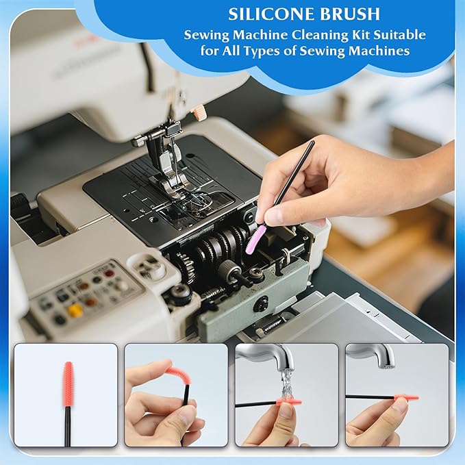 15PCS Sewing Machine Cleaning Kit, Including Screwdriver, Tweezers, Double Headed Brush, Silicone Brush, Rippers and Storage Case for Repairing and Cleaning Sewing Machines Tools