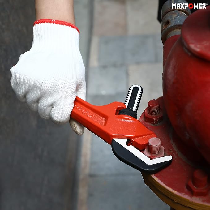 MAXPOWER Adjustable Offset Hex Wrench, 12 Inch, Red, Cast Iron