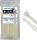 Kable Kontrol Heavy Duty Cable Zip Ties 100 Pcs 8 Inch, Natural White, 120 Lbs Tensile Strength, Self-Locking Nylon Clear Plastic Wire Ties Wraps for Indoor or Outdoor Use