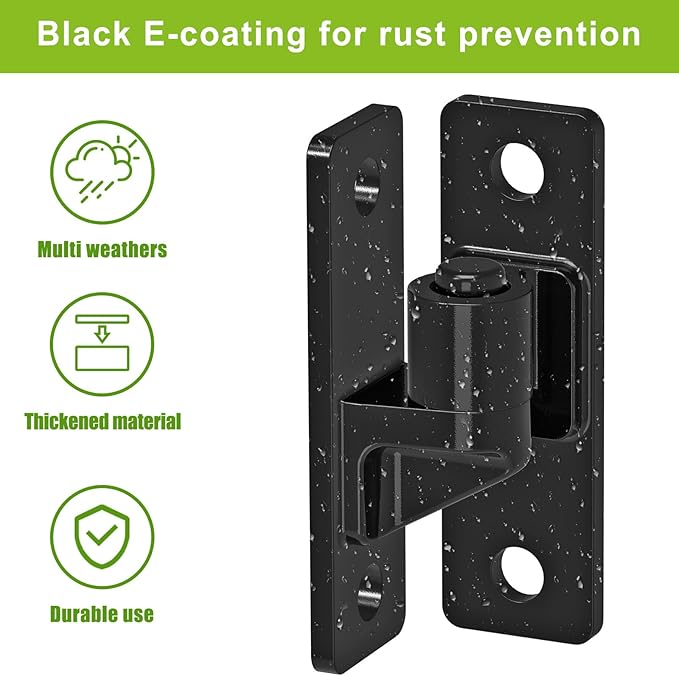 Heavy Duty 4.9" Gate Hinges, Steel Hinges with Electroplated Coating, 4‑Pack Wall‑Mount Female & Male Hinges for Fences & Farm Gates, 600 lbs Capacity