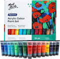 Mont Marte Acrylic Paint Set 24 Colours 36ml 2 PACK, Perfect for Canvas, Wood, Fabric, Leather, Cardboard, Paper, MDF and Crafts