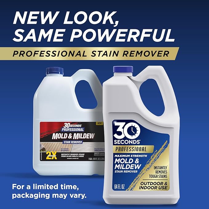 30 SECONDS Pro Mold and Mildew Stain Remover | Scrub Free | Brighter Results Instantly | Ready To Use | 1 Gallon (4 PACK)