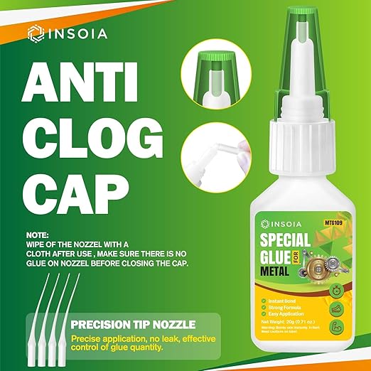 Metal Glue, 20g Heavy Duty Adhesive for Metals and Other Materials Bonding, Waterproof & Fast-Drying, Super Instant Glue for Metal Repairs, Jewelry, DIY Projects, Aluminum, Steel, and More