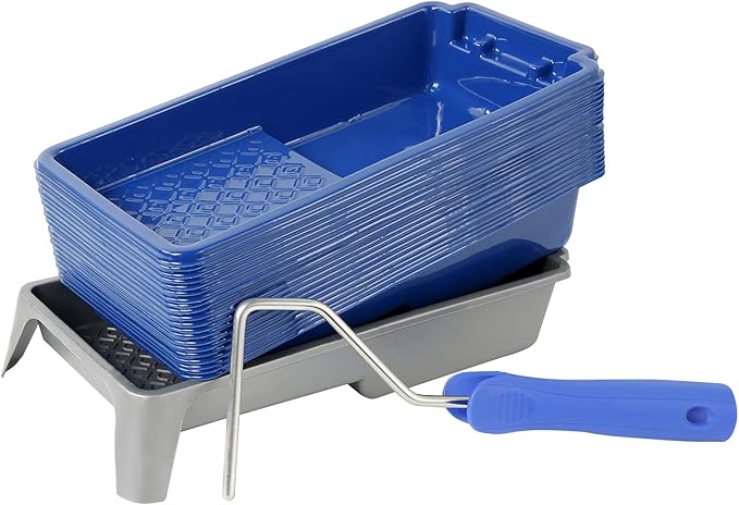 Mister Rui 4 Inch Paint Roller Tray - 22 Pack with Liners, Disposable Liners, Thickened Plastic