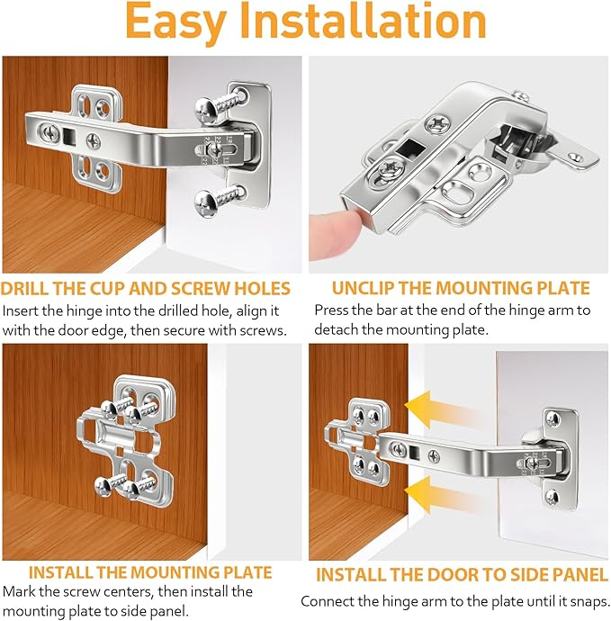 TamBee 135 Degree Lazy Susan Hinge, 48mm Corner Kitchen Cabinet Hinges, Concealed, 3D Adjust for Corner Door, Cupboard Hinges Replacement, Brushed Nickel 2 Pack