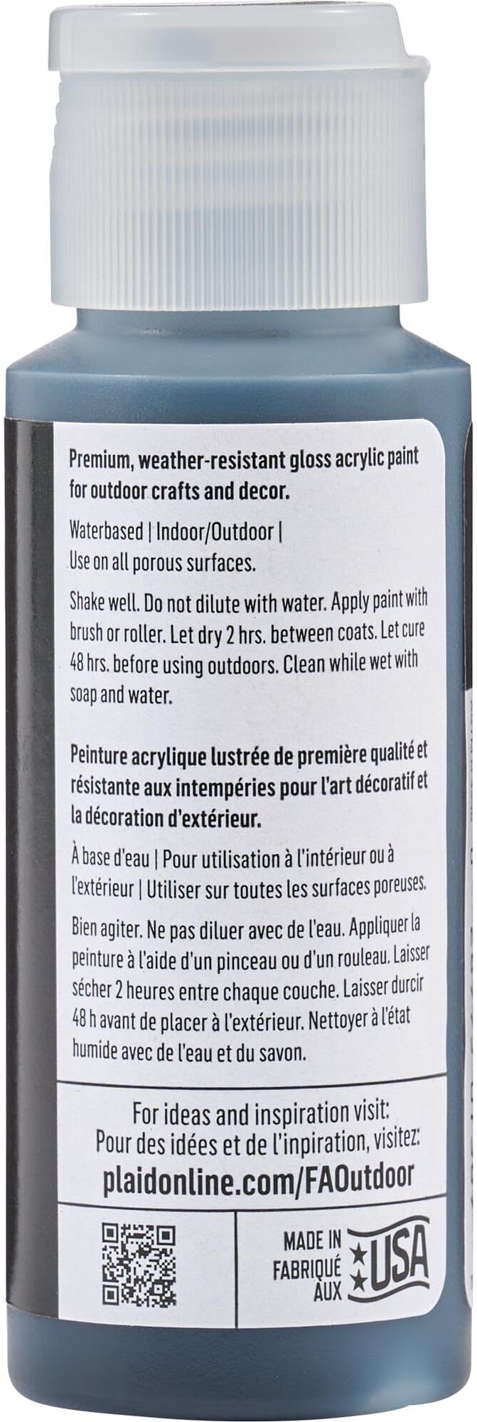 FolkArt Outdoor Acrylic Craft Paint, Gloss Finish, Pure Black, 2 fl oz