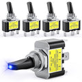 Nilight 5PCS LED Toggle Switch ON Off 12V 30A Blue LED Lighted Metal Switch Heavy Duty SPST 3 Pin Rocker Switch 12mm Mounting Hole for Automotive Cars Trucks Boats Racing Cars,2 Years Warranty