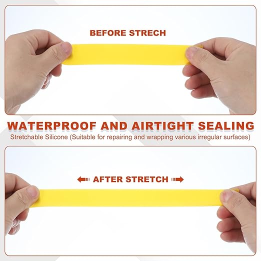 uxcell Self Fusing Silicone Tape, 1" x 10ft Waterproof Water Leak Sealing Tape for Plumbing Pipe Hose Repair Handles, Yellow
