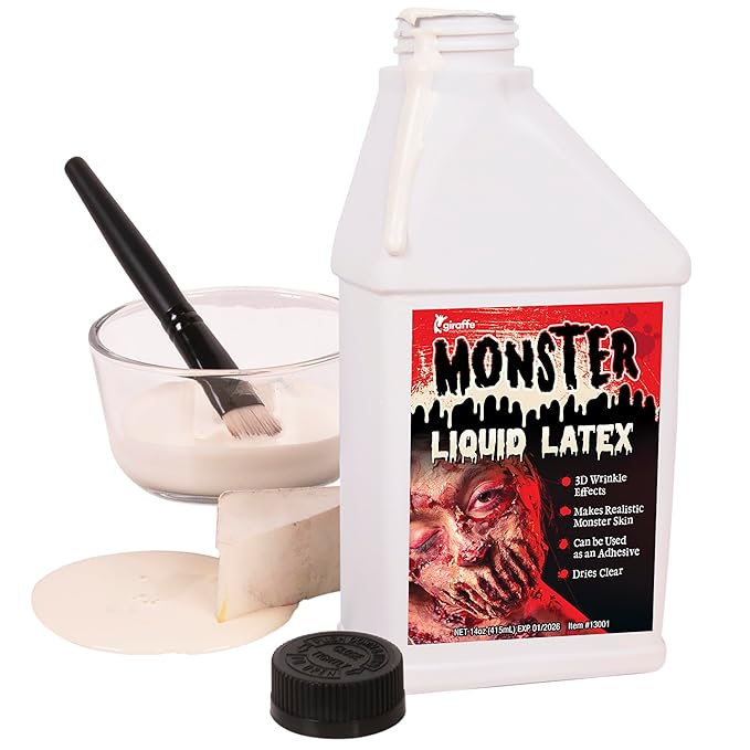 Kangaroo Professional Grade Liquid Latex SFX Makeup Prosthetics 14 oz - Latex Liquid Skin Body Paint Special Effects for Cosplay, Theater & Film - Creates Fake Scars, Zombie Makeup Skin