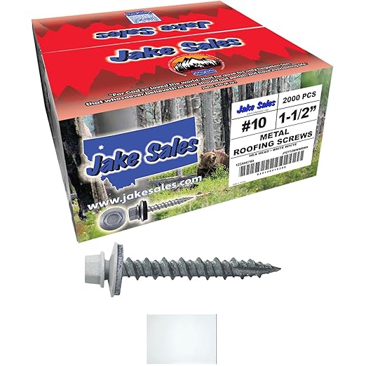 Metal Roofing Screws: (2000) 10 x 1-1/2" Brite White Hex Head Sheet Metal Roof Screw. Self Starting Metal to Wood siding Screws. EPDM Washer. Colored Head
