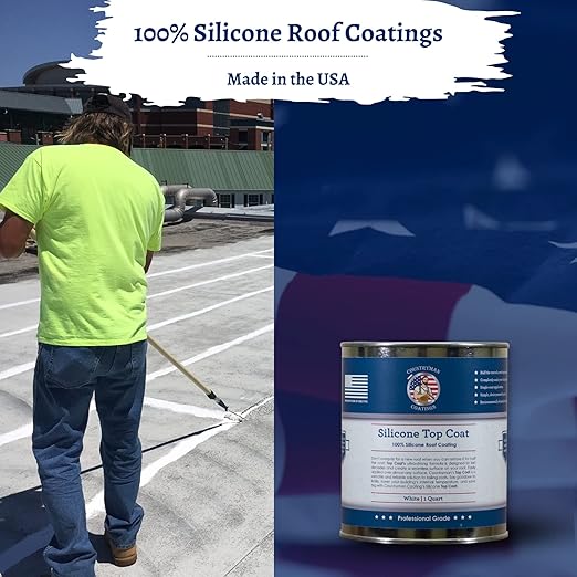 100% Silicone Roof Coating for RVs, Campers & Flat Roofs - Waterproof Seal for Leaks, Cracks & Seams - Ponding Water Resistant - Quart White