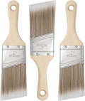 Mister Rui 3-Pack 2 Inch Angled Paint Brushes, Short Handle Professional Sash Brushes for Trim, Cabinets & Furniture, Smooth Finish for Oil & Latex Paint