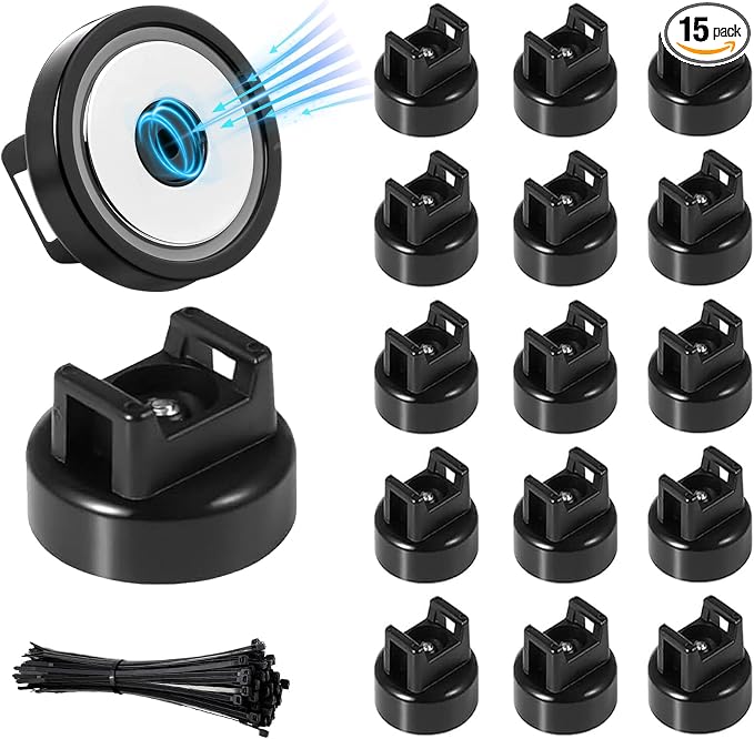 15 Pcs zbab1 Magnetic Zip Tie Mount Base, 45LBS Strong Magnetic Wire Holder & Cable Clips,Magnetic cable management for cars, offices, homes, and boats Diameter 32mm