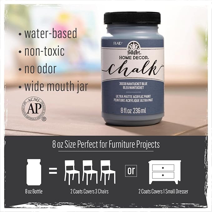 FolkArt Home Décor Chalk Paint, Frosted Leaves 8 fl oz Acrylic Chalk Paint with an Ultra Matte Finish, 51048