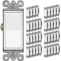BESTTEN 40 Pack Single-Pole Light Switch, 15A 120/277V, Paddle Wall Switch, On/Off Rocker Interrupter, UL Listed, White
