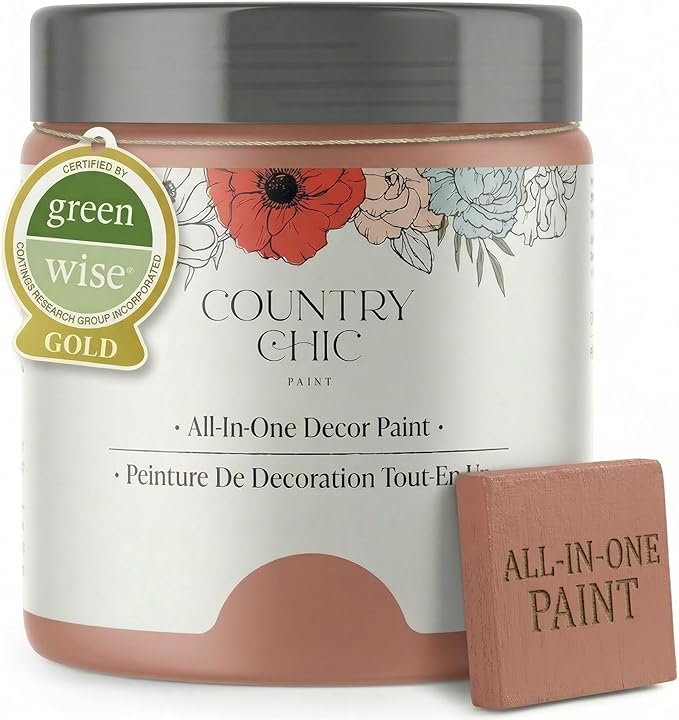 Country Chic All-in-One Chalk Paint for Furniture, Cabinets, Home Decor, Eco-Friendly, Matte Finish, Built-In Primer & Top Coat for Wood, Metal - Peachy Keen (Coral Pink) - 4 oz (118 ml)