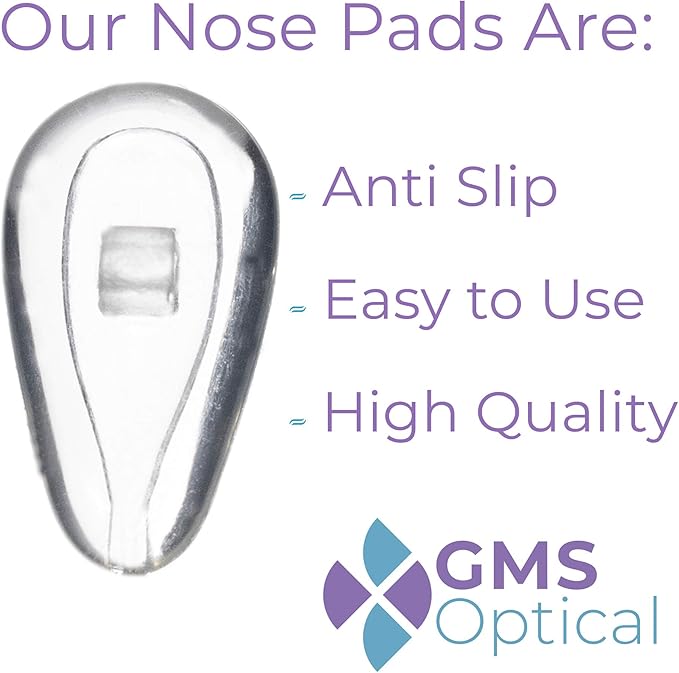 GMS Optical Air Bag Screw-in Silicone Nose Pads for Glasses, Sunglasses, and Eye-wear - 10 Pair (11mm)