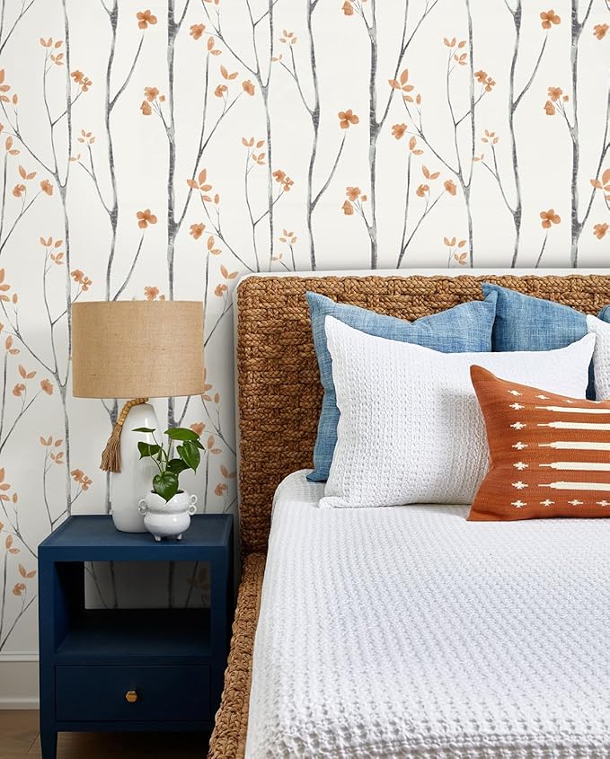 Timeet Peel and Stick Wallpaper Boho Floral Wallpaper Tree ContactPaper Removable Wall Paper 16.14"x118.11" Self Adhesive Wall Paper for Walls Covering Vinyl Roll