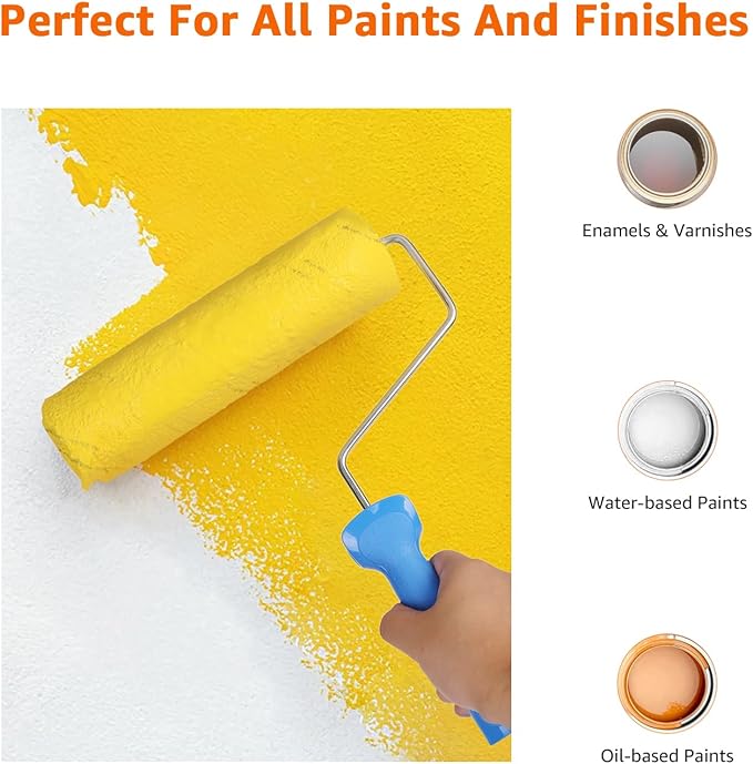 Amazon Basics Microfiber Paint Roller Covers for Painting Walls, Smooth Finish, Washable, 9" x 3/8", 6-Pack