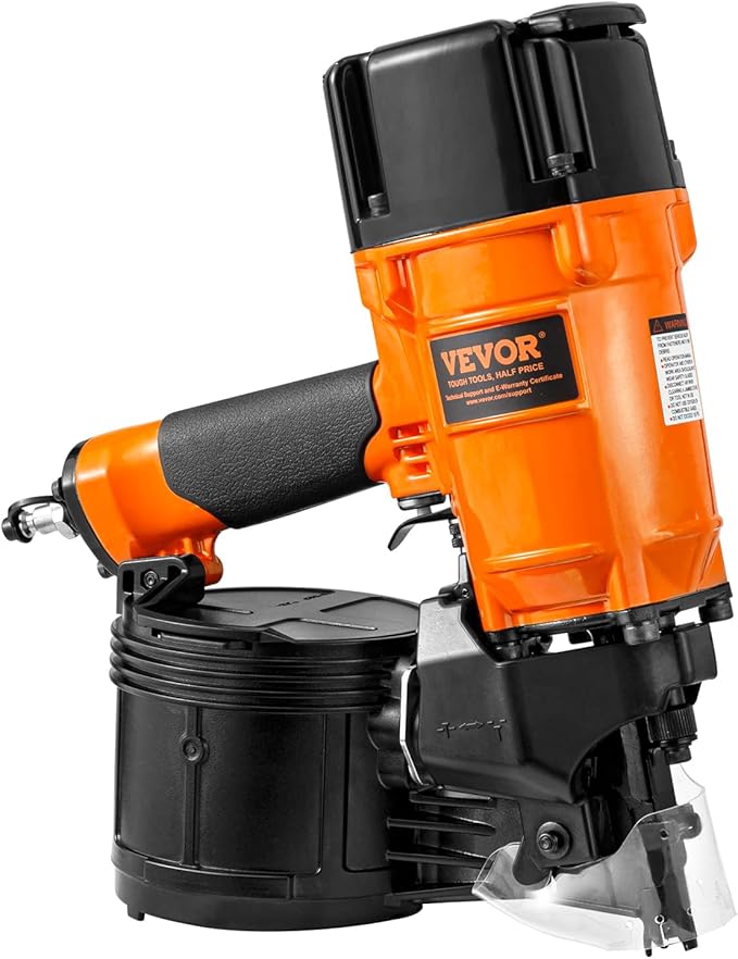 VEVOR Coil Siding/Framing Nailer CN83N, 2" to 3-1/4" 15 Degree Pneumatic Siding Nail Gun with Tool-Less Depth Adjustment, 70-120PSI Air Coil Nailer for Siding Sheathing Wooding Fencing Decking