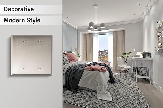 Henne Bery Soft Modern Decorative Wall Plate Switch Plate Outlet Cover (Double Blank, Satin Nickel)