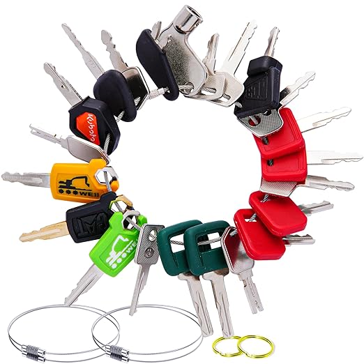 Multi Type Heavy Equipment Master Keys, 22 Contractor Machinery Ignition Excavator Keys Fit CAT 5P8500 JCB 14607 Kubota Takeuchi Komatsu 787 Volvo Yanmar John Deere Hyster Hitachi H806