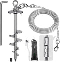 SELEWARE Dog Tie Out Cable and Stake, Dog Anchor with 15FT Heavy Duty Cable | 17" Long Anti-Rust Heavy Duty Dog Stake for Large Dogs up to 220 lbs, Easy Install with Twist Rod for Yard, Camping Outside