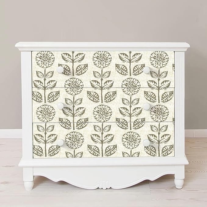 Wudnaye Floral Peel and Stick Wallpaper Vintage Tulip Floral Wallpaper 17.7in×590.4in Flower Farmhouse Contact Paper Peel and Stick Neutral Self Adhesive Removable Vinyl Wall Paper for Kitchen Bedroom