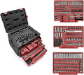 WORKPRO 450-Piece Drive Socket Set 1/2" 1/4" 3/8", CR-V Metric and Imperial with Quick-Release Ratchet Wrench, Spanners, Bits Set, Mechanics Tool for Car Repair