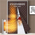 Customizable Magnetic Thermal Insulated Door Curtain, 5 Layers Oxford&Cotton Cover Blanket Insulation for Winter/Doorway/Attic/Patio/Sliding Glass/Front/Back/French Doors, Keep Cold Air Out, Brown