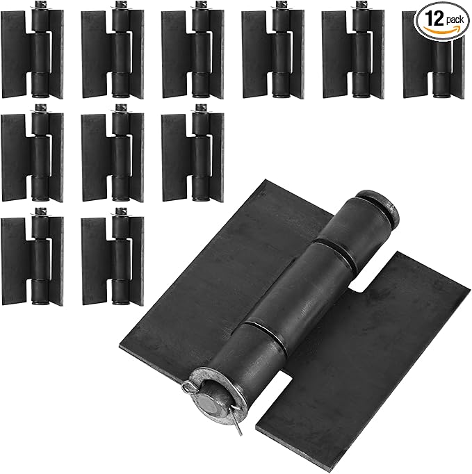 Weld On Hinges Extra Heavy Duty 4.4" x 4" Weldable Metal Butterfly Hinges Solid Steel Welding Butt Hinge Thickness 5mm for Heavy Metal Farm Garage Trailer Gates & Doors - 12 Pcs