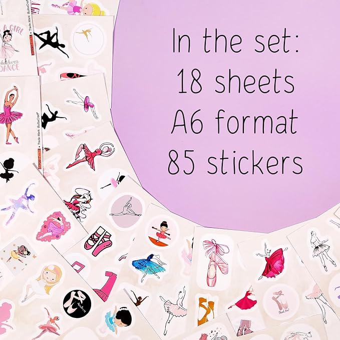 BulbaCraft Ballet Stickers - Ballerina Laptop Stickers, Ballet Gifts, Ballerina Party Supplies, Gifts for Women & Men