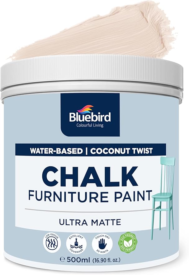 BLUEBIRD Chalk Furniture Paint - 500 ML / 16.9 fl oz for Furniture, Home Décor, Cabinets, and More (Coconut Twist)