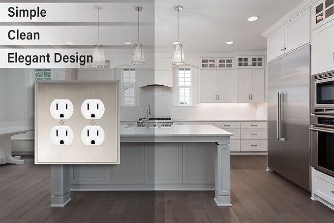 Henne Bery Soft Modern Decorative Wall Plate Switch Plate Outlet Cover (Double Duplex, Satin Nickel)