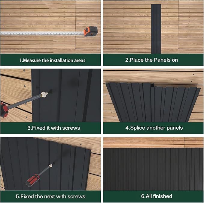 18 pcs Galvanized Steel Roof Panels,L42.52×W17.72 Inch Metal Roof Panels,Corrugated Tin Roofing Panels Roof Protector for Garages Black