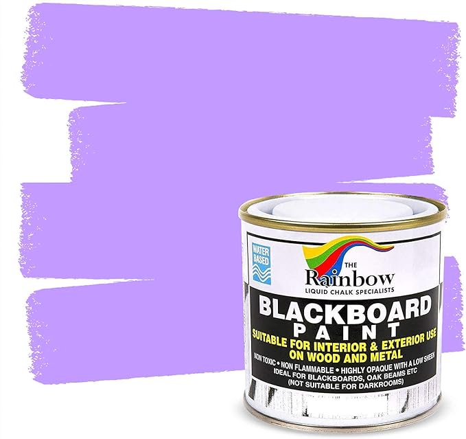 Chalkboard Blackboard Paint - Brush on Wood, Metal, Glass, Wall, Plaster Boards Sign, Frame or Any Surface. Use with Chalk Pen Wet Erase, Non-Toxic - Matte Finish [Purple] - (8.5oz Cover 32 sf)