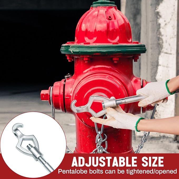 Tandefio 2 Pcs Fire Hydrant Wrench, 1-1/2" to 3", Silver | Adjustable Hydrant Key for Utility Crews, Multifunctional Hydrant Wrench for Tightening Fire Nuts Tightening Water Pipes