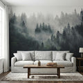 MFWFM Misty Forest Peel and Stick Wallpaper Foggy Forest Scenic Wall Murals | 137"x96", for Bedroom Living Room Bathroom, Self Adhesive Canvas