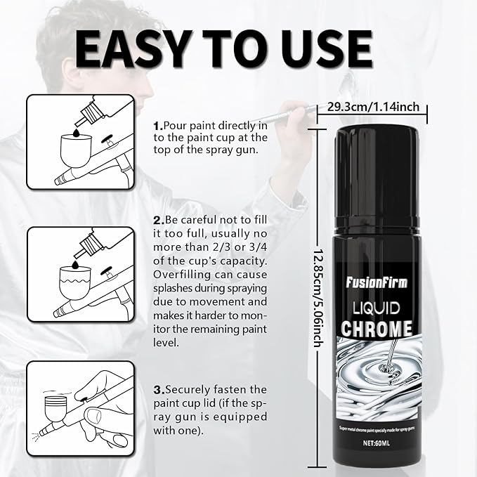 Liquid Liquid Paint - Alcohol-Based Airbrush Paint - High Gloss Finish Silver 4 Fl Oz