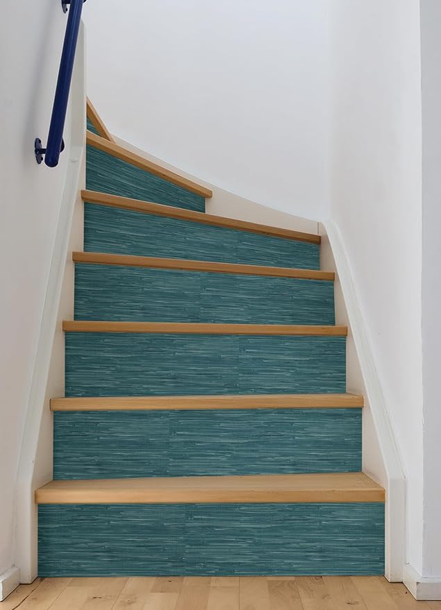 NuWallpaper Steel Blue Grassweave Peel & Stick Wallpaper, NU2874