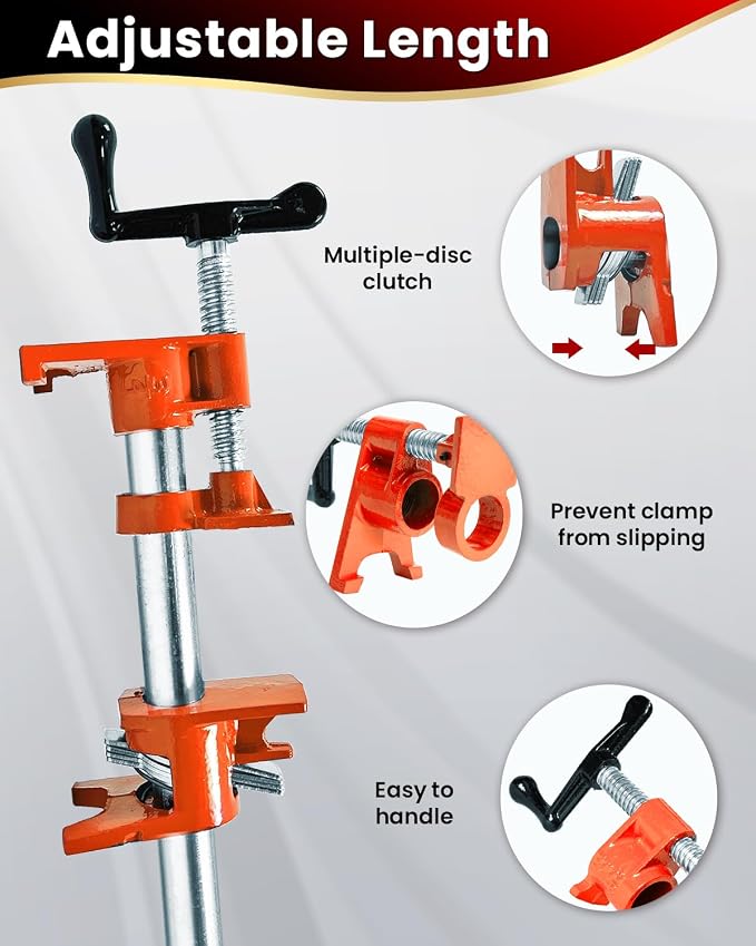 Pipe Clamps 3/4 Inch 6 Pack, Heavy Duty Bar Wood Clamps